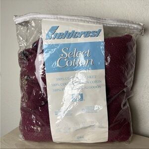 Fieldcrest Cotton Thermal Weave Blanket Twin 66 X90 Maroon Vintage